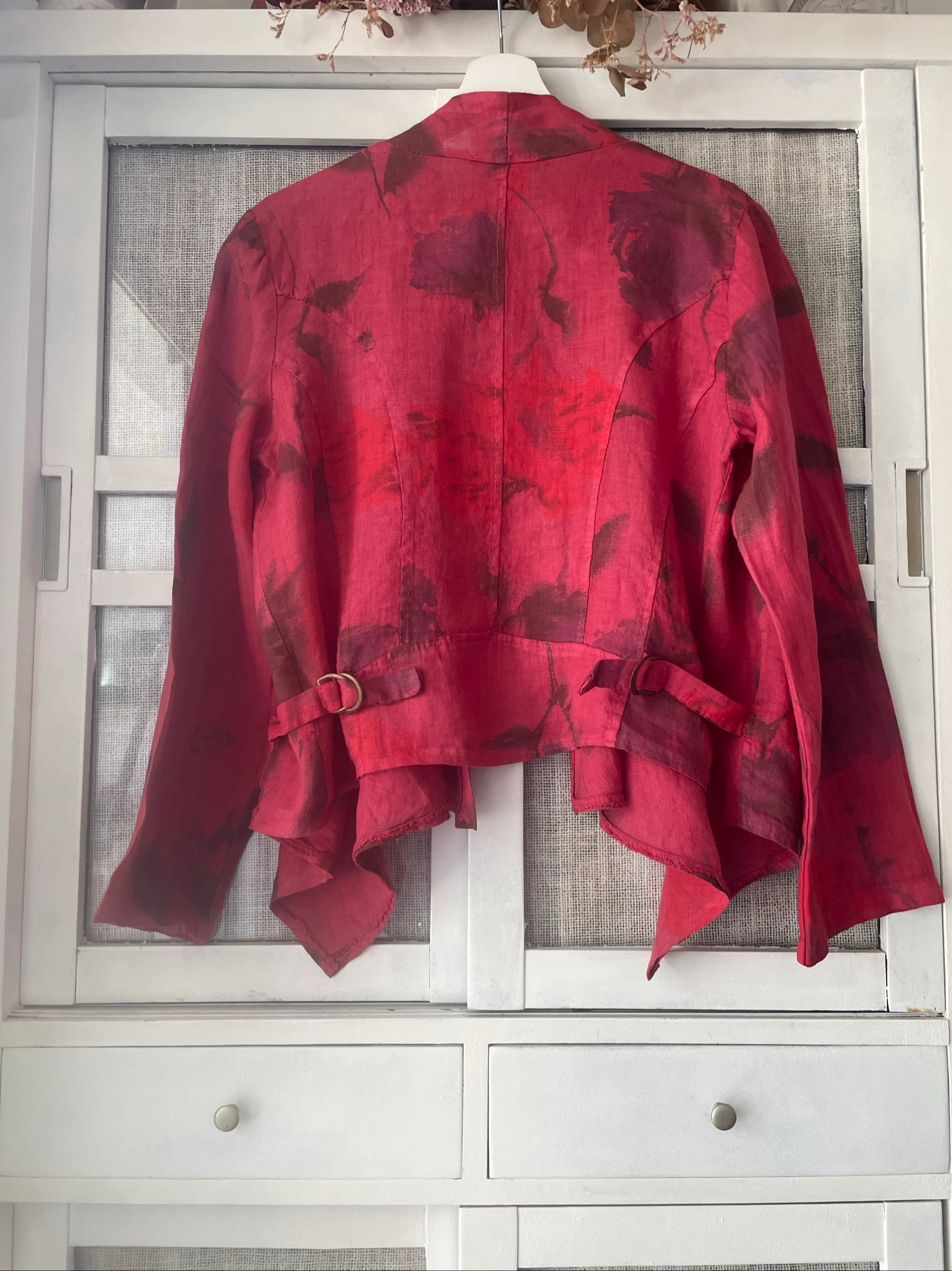 100% Linen Floral Jacket Made in Italy | Japan Style Boho Kimono Cardigan One Size – photo 3